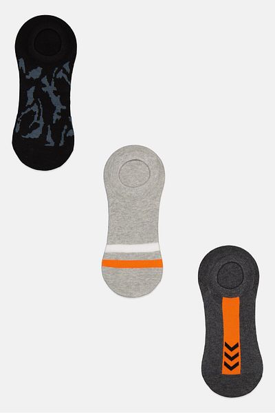 Tahari Men 3 Pair Round Invisible Socks, Grey/black Combo