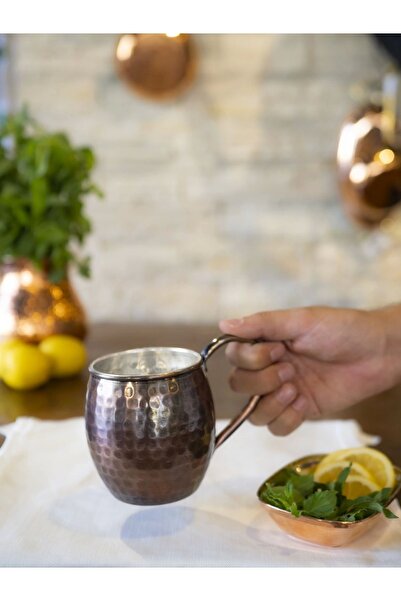 Bakır Concept Copper Mug Cup Chubby Model Hammer Forged 2-Piece Oxidized