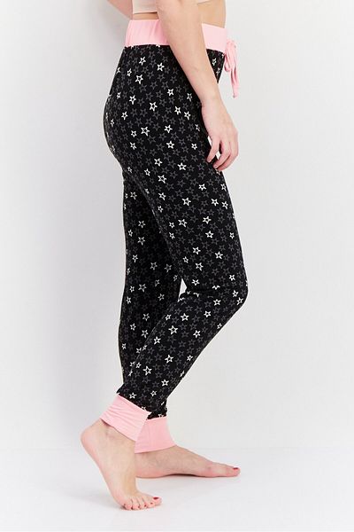 French Affair Women Allover Print Drawstring Pajamas, Black