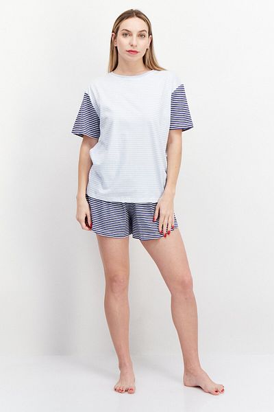 Nautica Women Stripe Short Sleeves Pajama Set, Blue Combo