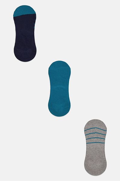 Nordland Men 3 Pair Knitted Invisible Socks, Grey