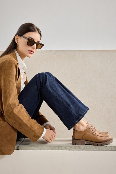 Ziya Genuine Leather Women's Casual Shoes 1431022 Z2406 Tan