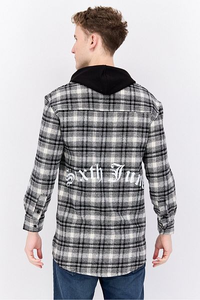 Sixth June Men Checkered Long Sleeve Hooded, Black