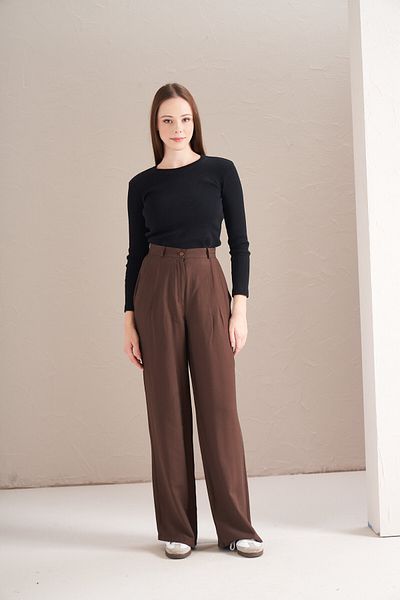 Mevra Dark Brown Palazzo Trousers