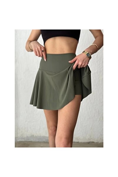 Tam12den Home تنورة قصيرة من القماش الكاكي