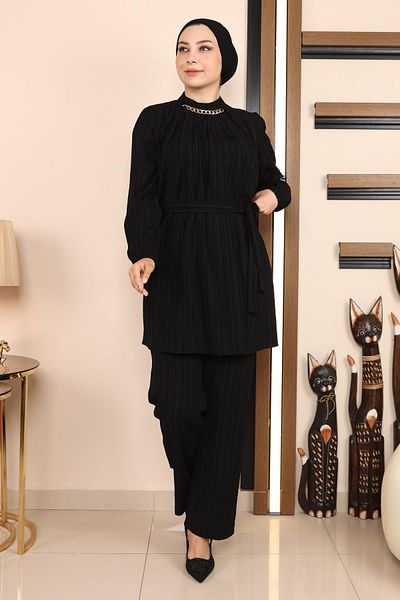 Modamihram Chain Detailed Suit Black 19140