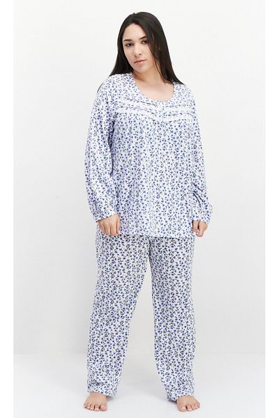 Celestial Dreams Women 2 Pieces Floral Print Full Sleeves Top And Pajamas Set, White