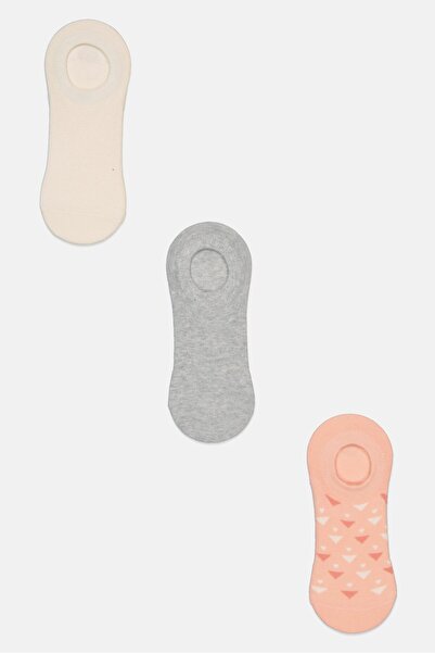 Bebe Women 3 Pair Round Invisible Socks, Pink