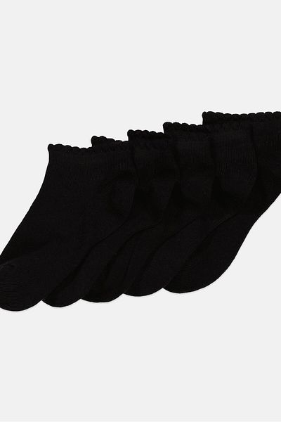 XOXO Toddlers Girl 5 Pair Ankle Socks, Black
