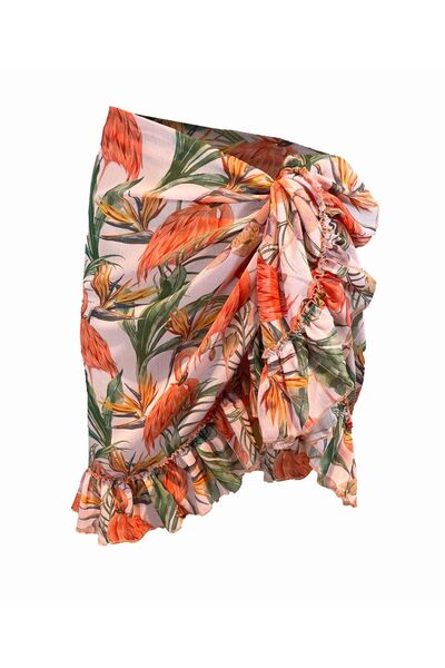 Bolder Frida Flamingo Pattern Short Ruffle Pareo