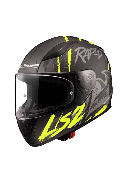 LS2 RAPID 2 RAVEN MAT SİYAH-GRİ-NEON SARI KASK