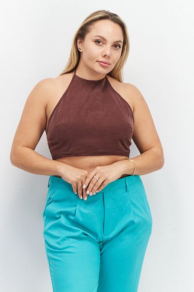 Asos Design Women Halter Neck Sleeveless Crop Top, Maroon