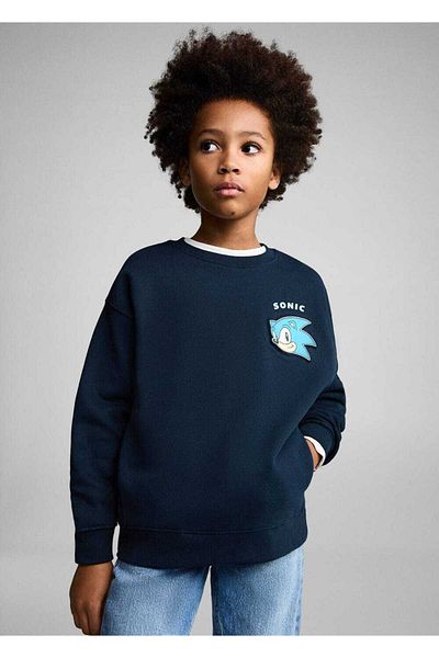 MANGO Kids Φούτερ Sonic ανάγλυφο