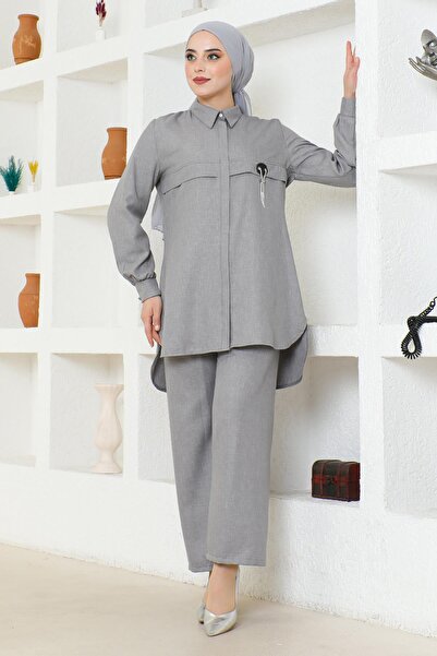 Modamihram Сірий костюм з ланцюжком 19206