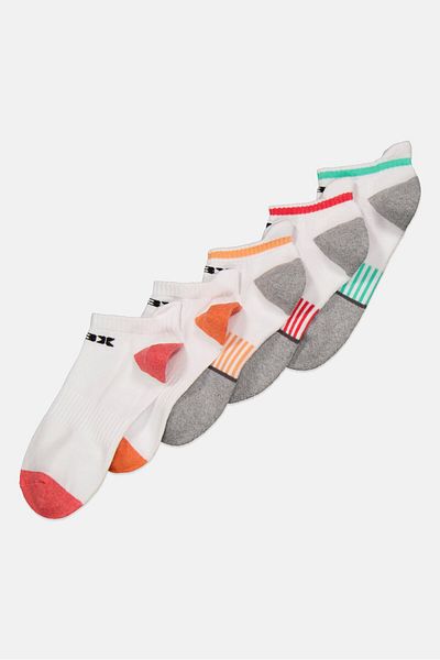 RBX Women 5 Pairs Brand Logo Low Socks, White