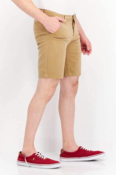 Nautica Men Slim Fit 10 Inseam Plain Chino Shorts, Tan