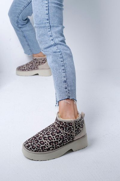 Beyond Μπεζ Λεοπάρ Βήματα |   Ψηλοτάκουνα Ultra Mini Suede Boots (5 cm)