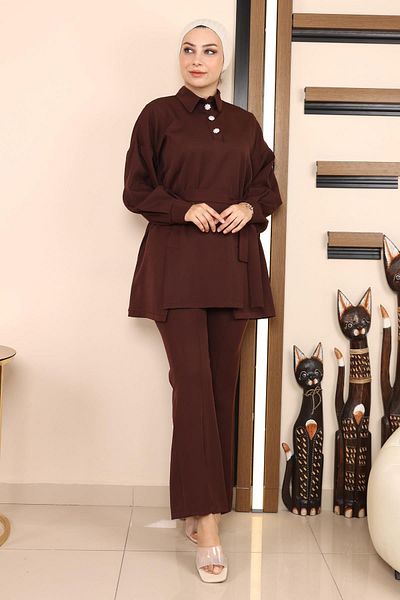 Modamihram Slit Suit Brown 19129
