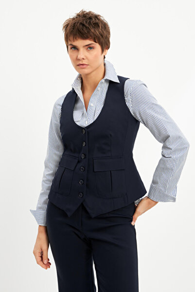 STELLA PULVIS Синій жилет з підкладкою та кишенями