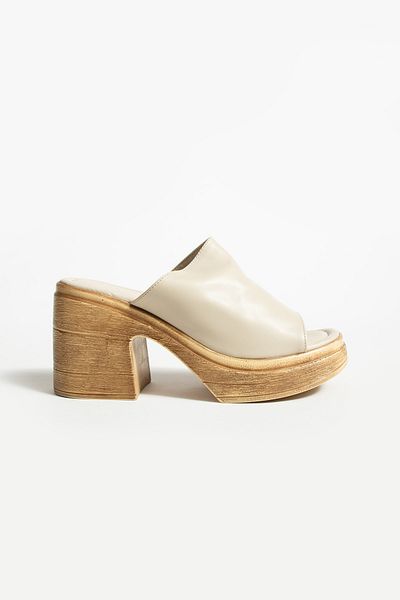 Moda Devrin Papuci de damă cu toc cu platformă crem Papuci cu toc