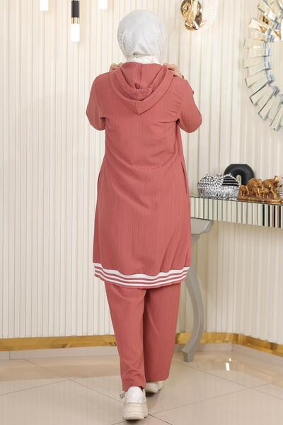 Modamihram Zippered Ribbed Set Dried Rose 10405