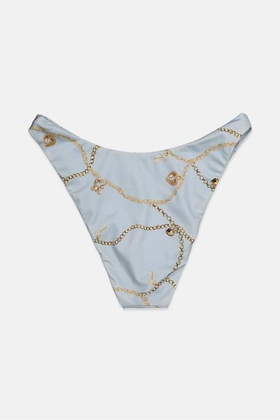 Asos Design Women High Leg Hipster Bikini Bottom, Blue