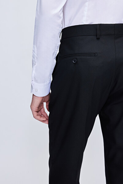 Hatemoğlu Siyah Comfort Fit Desenli Mono Yaka Klasik Takım Elbise