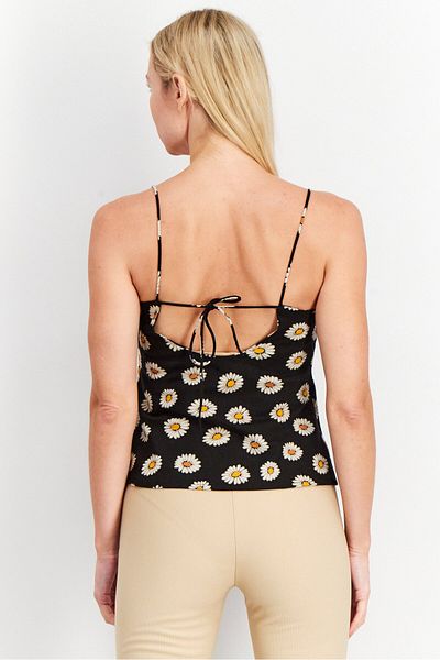 Asos Design Women Scoop Neck Sleeveless Floral Top, Black Combo