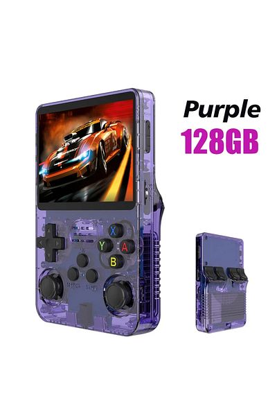 Choice Purple 128G NEW R36S Retro Handheld Game Console Linux System 3.5 Inch IPS Screen Portable Pocket Vi