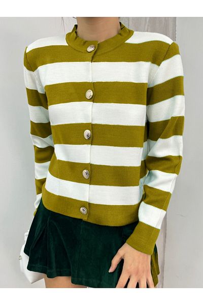 Modamorfo Short Cardigan with Ringelli Metal Buttons