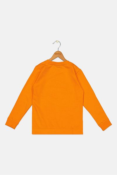 Nautica Kids Boy Embroidered Logo Long Sleeve Sweatshirt, Orange