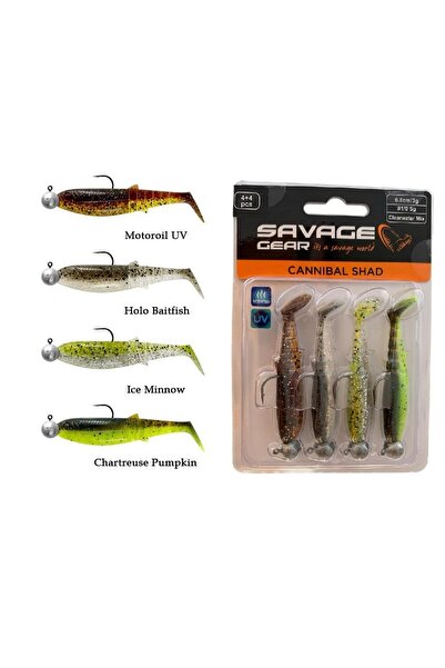 Savage Gear Cannibal Shad 6.8cm 3gr 5gr Clear Water 4adet Hazır Silikon Yem Seti