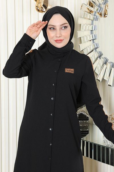 Modamihram Coat of Arms Detailed Buttoned Suit Black 19197