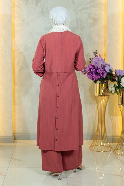 Modamihram Geknöpftes Hijab-Set, getrocknete Rose, 10358