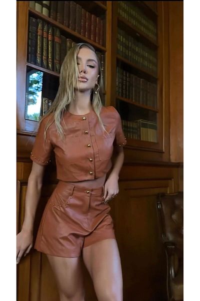 decision fashion Leather Double Shorts Suit