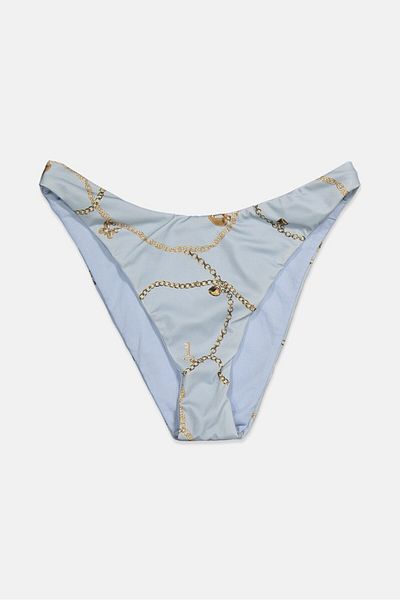 Asos Design Women High Leg Hipster Bikini Bottom, Blue