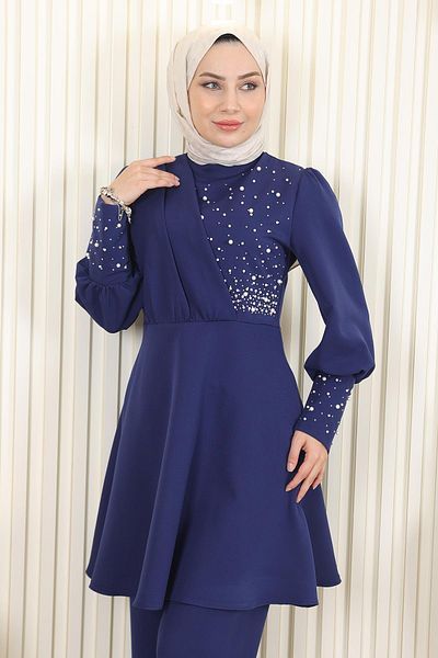 Modamihram Doppelset mit Perlen Indigo 17801