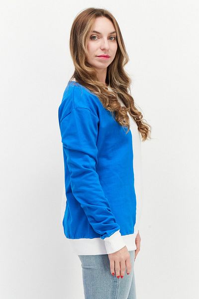 Nautica Women Crew Neck Long Sleeve Printed Sweatshirt, Blue Combo