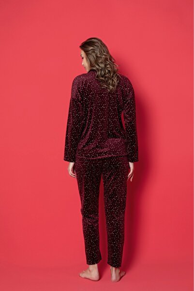 CALİA Women's Velvet Front Buttoned Pajamas Set NEW SEASON