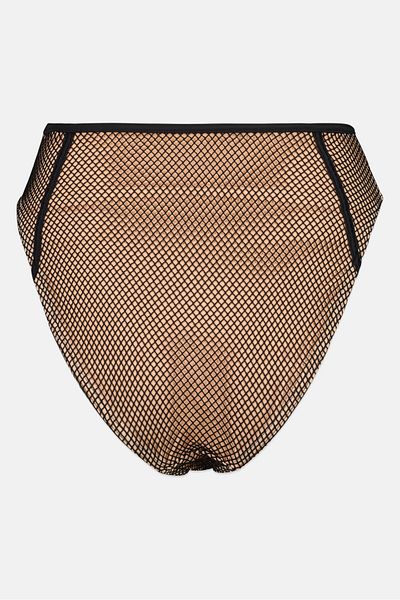 Asos Design Women Fishnet High Waist Bikini Bottom, Black