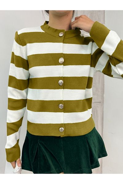 Modamorfo Short Cardigan with Ringelli Metal Buttons