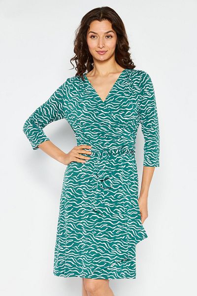 41 Hawthorn Women Allover Printed Belted Mini Casual Dress, Green