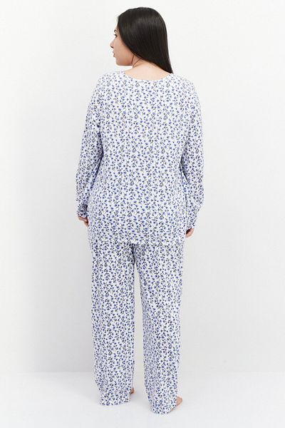 Celestial Dreams Women 2 Pieces Floral Print Full Sleeves Top And Pajamas Set, White