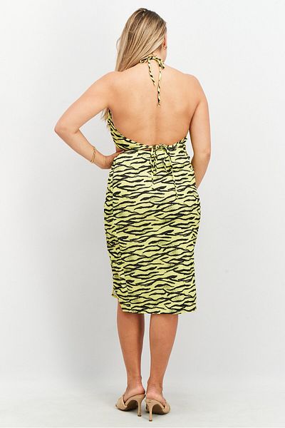 Unique Women Animal Print Mini Dress, Yellow