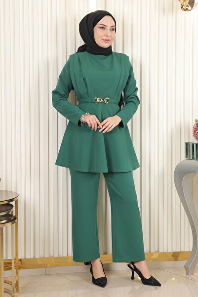 Modamihram Smaragd-Kettengürtel-Anzug – Modell 18001