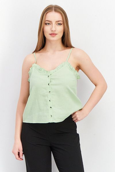 Asos Design Women V Neck Sleeveless Plain Crop Top, Green