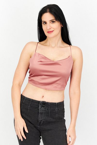 Asos Design Women Cowl Neck Sleeveless Solid Top, Rose Gold