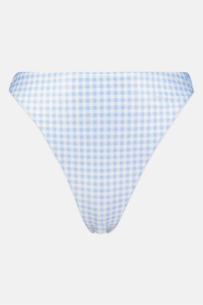 Peek & Beau Women Gingham Pattern Bikini Bottom, Blue