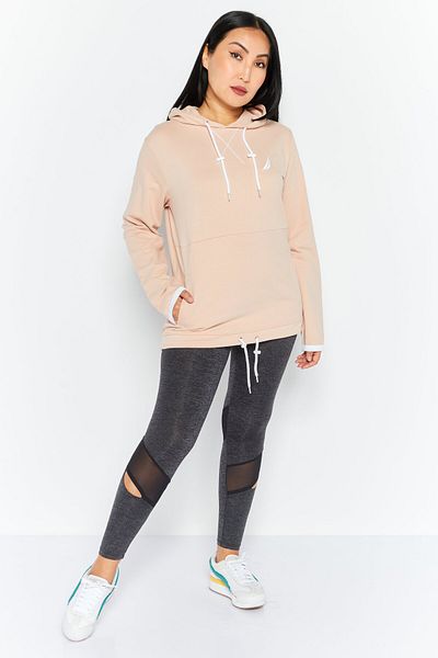 Nautica Women Hooded Long Sleeve Embraided Logo Sweatshirt, Peach