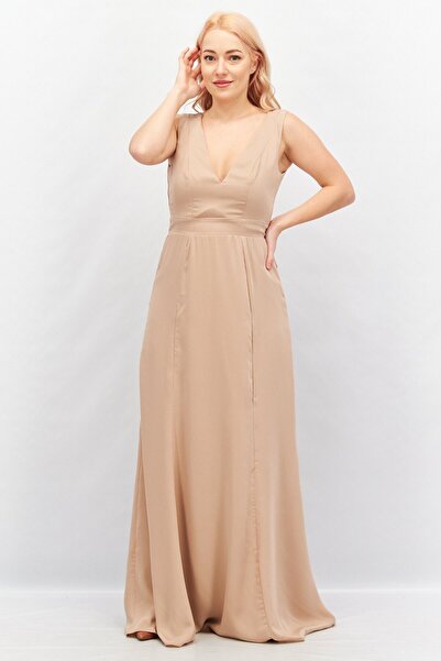 Maya Deluxe فستان ماكسي كاجوال سادة للنساء، بني